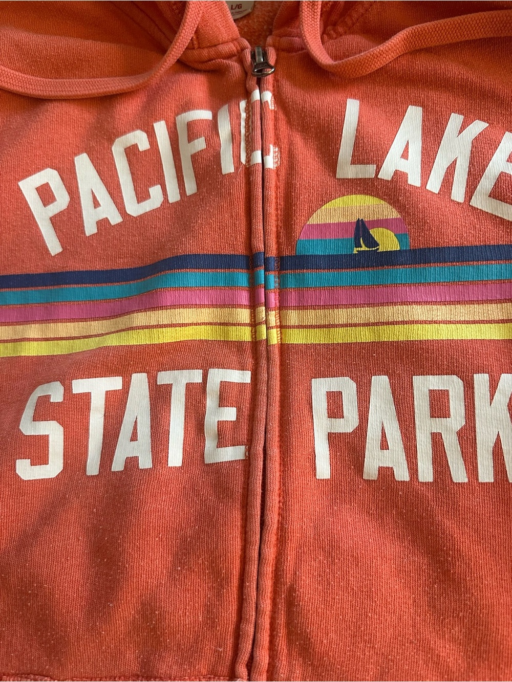 Mossimo Supply Co. Coral Zip-Up Hoodie with Multicolor Stripes